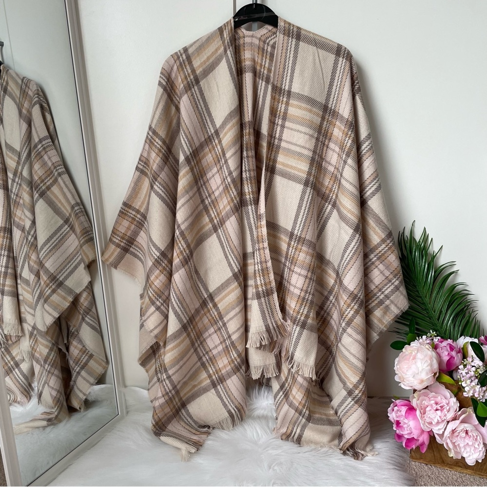Checkered Shawl Poncho